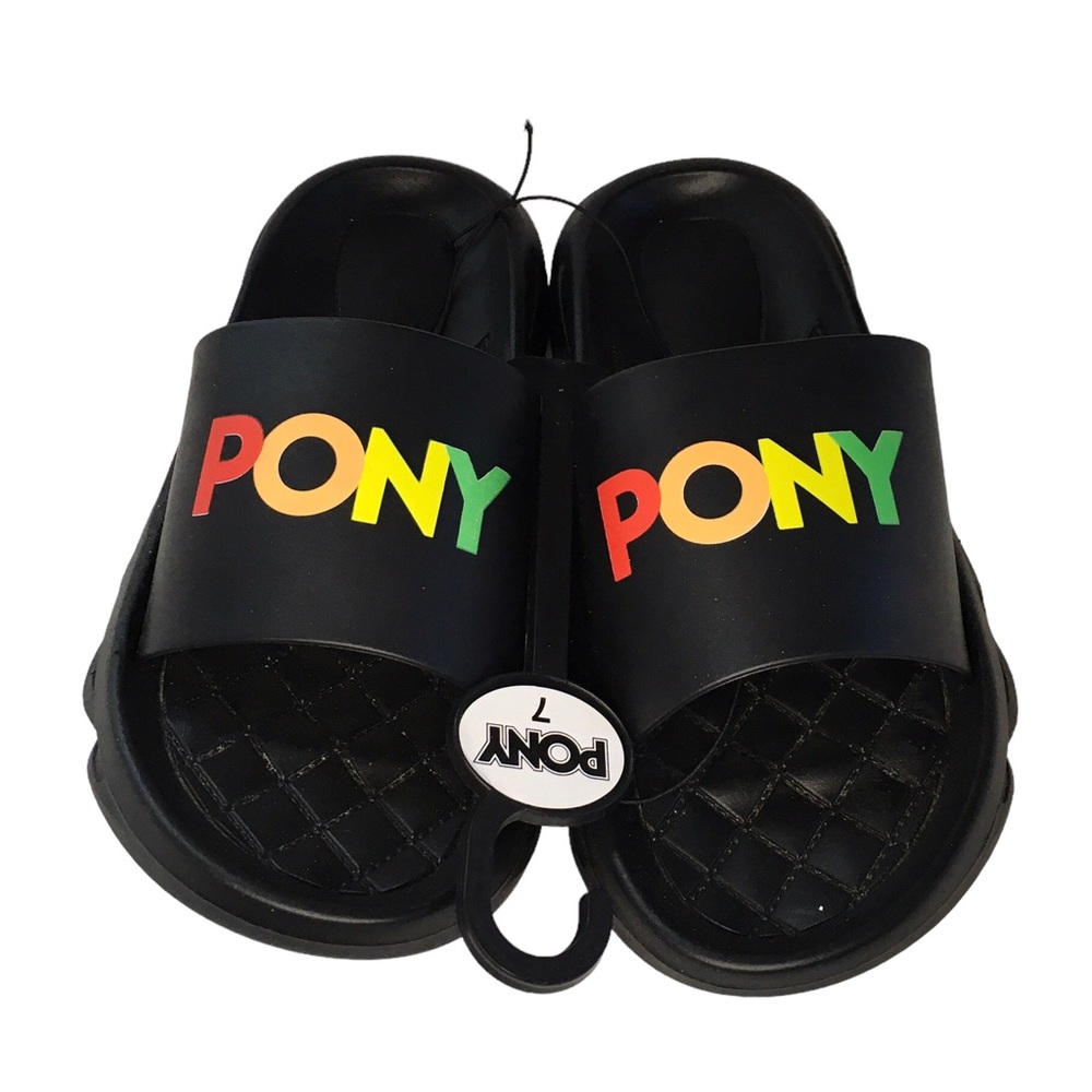 Pony Slides Black & Rainbow House Dorm Casual Beach NEW 7